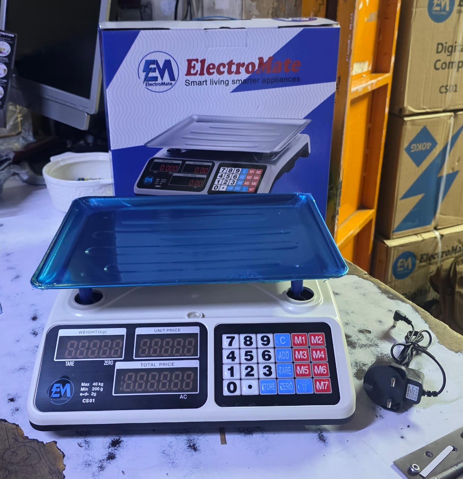 ElectroMate 40kg Digital Price Computing Scale High Precision Electronic Retail Weighing Machine with LCD Display for Shops, Markets, Grocery, and Commercial Use🎇high-precision electronic scale suppo