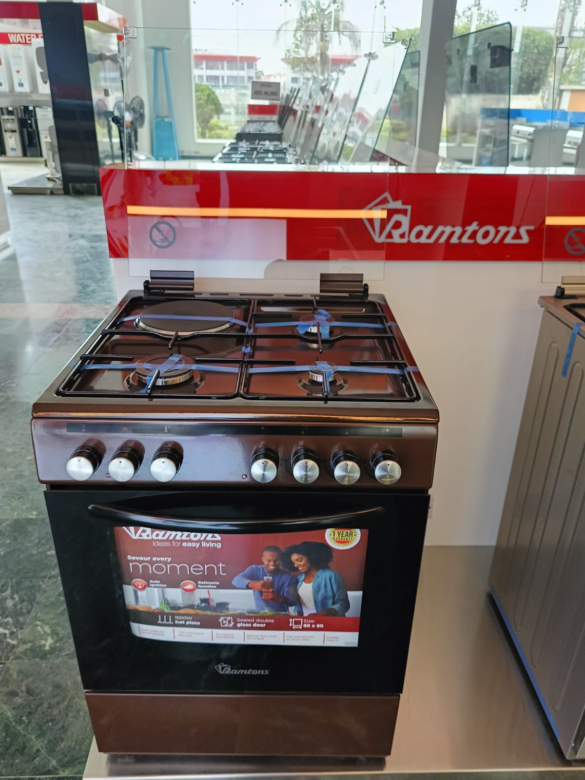 Ramtons Standing Cooker 60*60cm. 3G+1E . Electric Oven. Rc 605(brown)🎇rapid hot plate for quick meal prep, and auto ignition for effortless start-up, this stove is perfect for busy kitchens. Enjoy ve