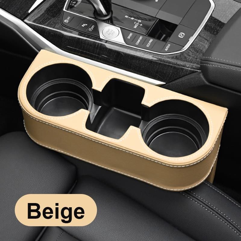 🤯🤯 🔥Car Cup Holder with Phone Holder & Double Side Holders, finished with high-quality leather cover. Adds extra car seat storage for your phone, wallet, cards, coins and small items.