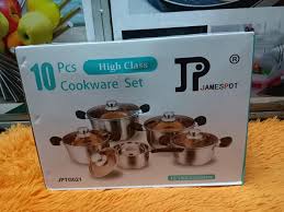 💫🤩COOK TO PERFECTION🔅JP 10pcs Premium quality Stainless Steel Cookware Sets Pot Sufuria with Glass Lids.Heavy duty
Supports induction cooking
Non-stick 
Easy to maintain and clean
Can be used on an