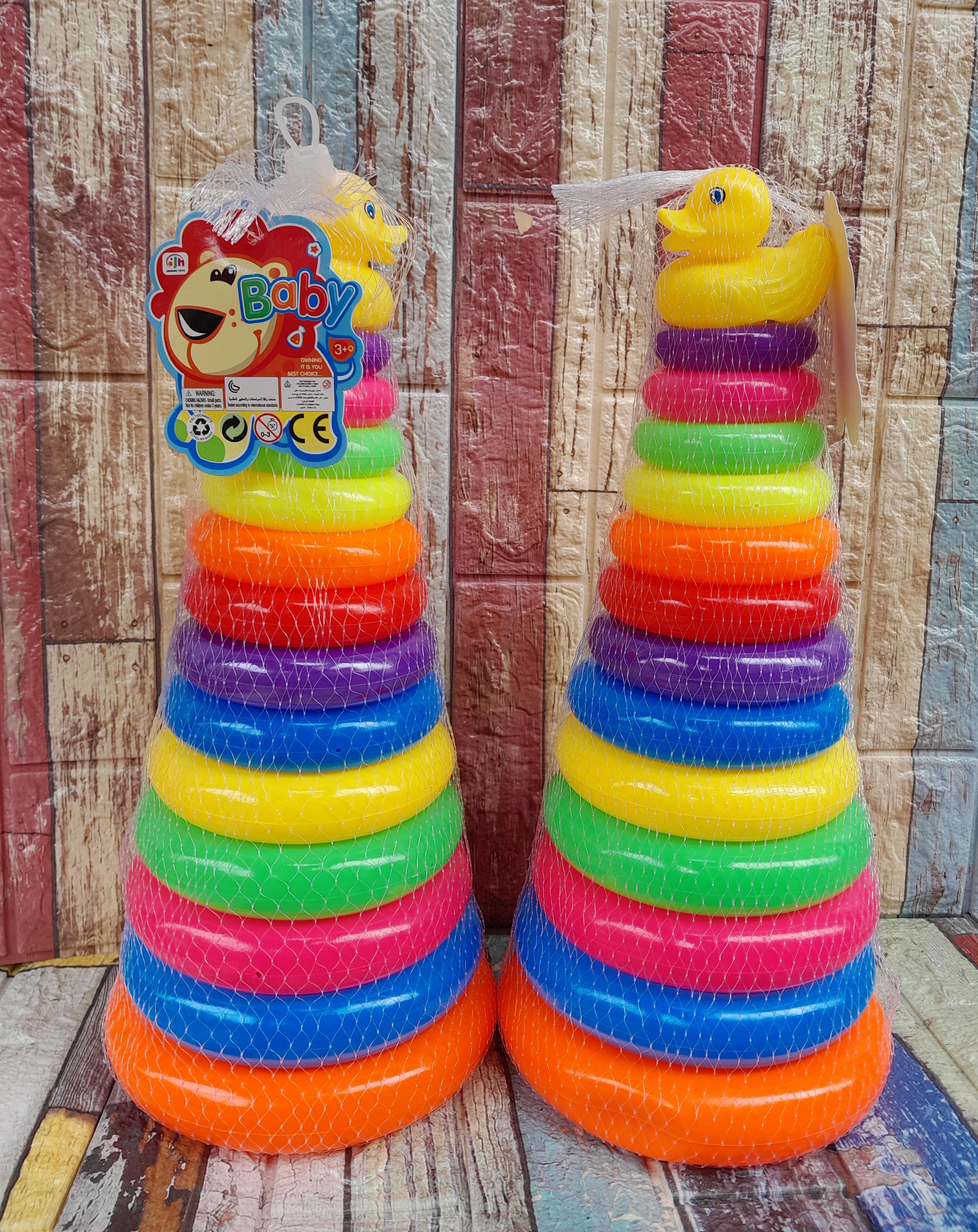 Rainbow Tower Stacking Rings Toy Toddler Learning Preschool Toys Kids Gifts.This classic toy is great for developing motor skills and hand-to-eye coordination: the bright colours and duck shapes will
