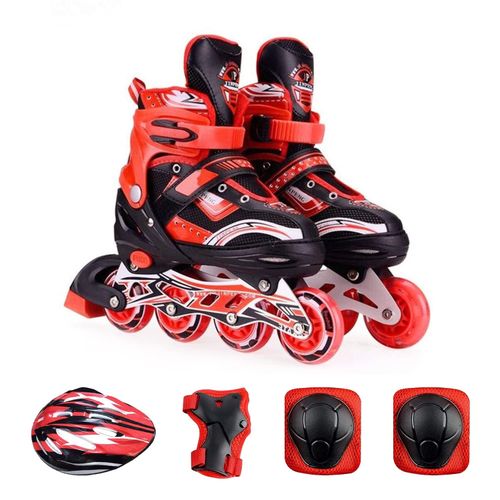 Complete Adjustable COMBO Inline Skates Set For Boys/Girls.The inline skate shoe size is adjustable Like Small To Big And Big to Small
Wheel : PU (Polyurethane) With Led Flash For First Wheels, Wheel