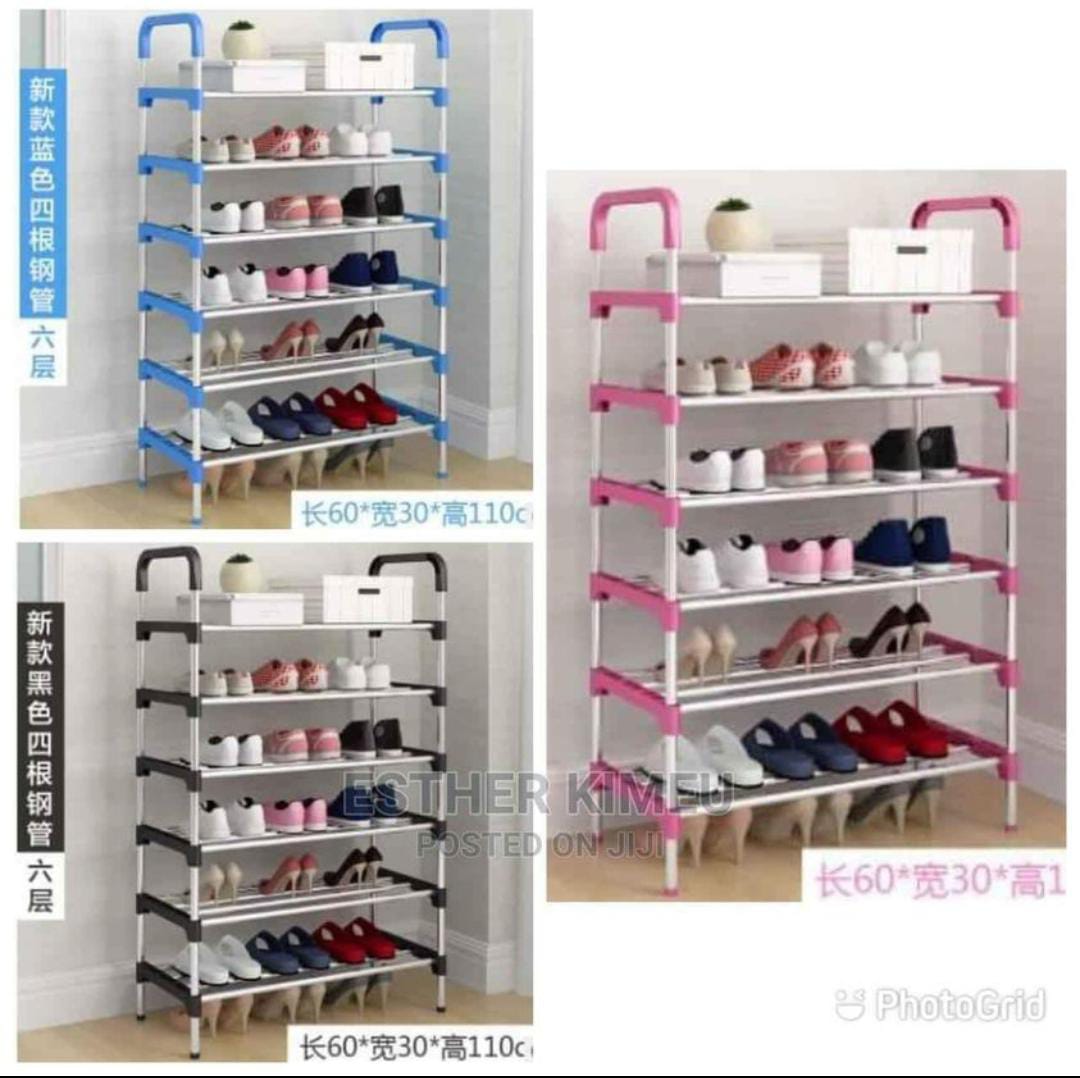 🥭Get Yours Today🥭6 Layers Metallic Shoe Rack Organizer- Easy To Assemble & Detach.-  6 Spacious Tiers – Stores up to 18+ pairs of shoes  
- 💪 Strong & Sturdy – Steel pipe frame with durable plastic