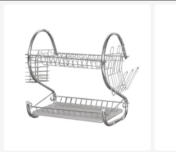 2-layer Stainless Steel Dish Drainer/ Dishrack.✅ Durable Stainless Steel – Rust-resistant and long-lasting  
✅ 2 Spacious Layers – Holds multiple plates & mugs  
✅ Side Rack – For utensils and cutlery