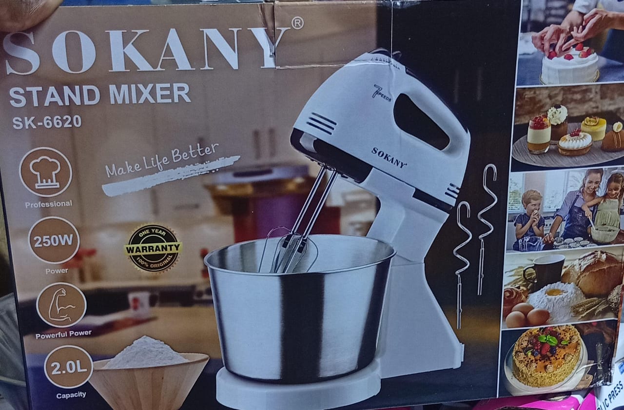 Sokany Multifunctional 2 In 1 Stand And Hand Held Electric Mixer- 7 Speed, 2L Stainless Steel Mixing Bowl, Dough Hooks & Mixer Beaters For Dressings, Frosting,