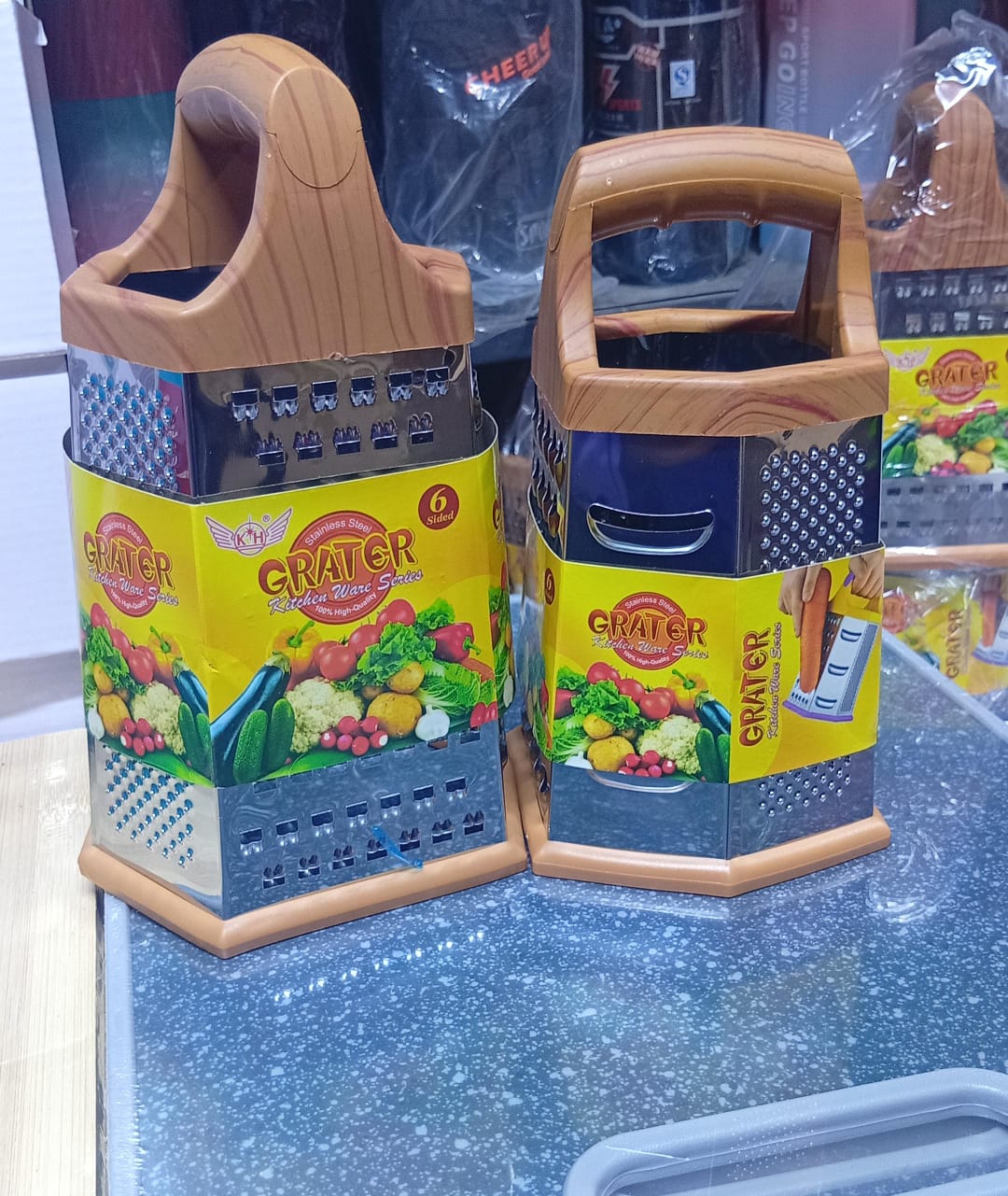 6-Sided Stainless Steel Multipurpose Grater and Slicer Ginger Cheese Cabbage Onion Potato Slicer Chopper Shredder Grater