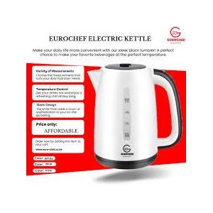 Eurochef 2.3L PLASTIC ELECTRIC KETTLE WITH 2.3 L Automatic Switch Off.Capacity: 2.3 Ltrs 360 degree cordless base
Automatically turns off when water boils
Over heat protection Inside Steel
Double wall