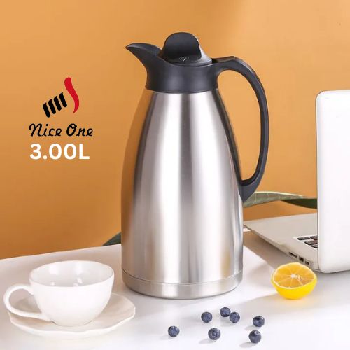 ▪️🥭Nice One 3.00L Stainless Steel Vacuum Thermal Flask High-Quality Thermos Flask - Silver (VFS-024-3.00L-Silver)📍✔️Material: Stainless Steel
Unbreakable
Temperature Retention (Keep Hot or Cold) 
Ea