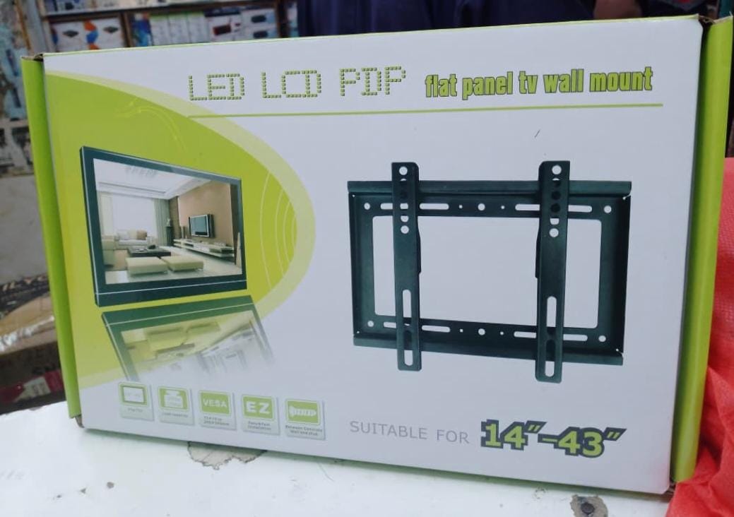 14''- 43'' TV Flat Panel Wall Bracket Holder✅️AVAILABLE AT THE SHOP ✅️Fits Flat Panel TVs 14-43.
For Indoor/Outdoor use.
All Hardware included.
Mounts to Wood, Concrete or Metal.
