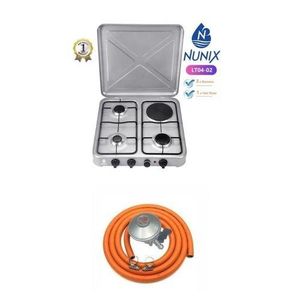 👏✅️RESTOCKED✨️🪄Nunix 4 Burner with 3 gas + 1 electric table top cooker + Free 1M pipe, 13kgs regulator + 2 clips -