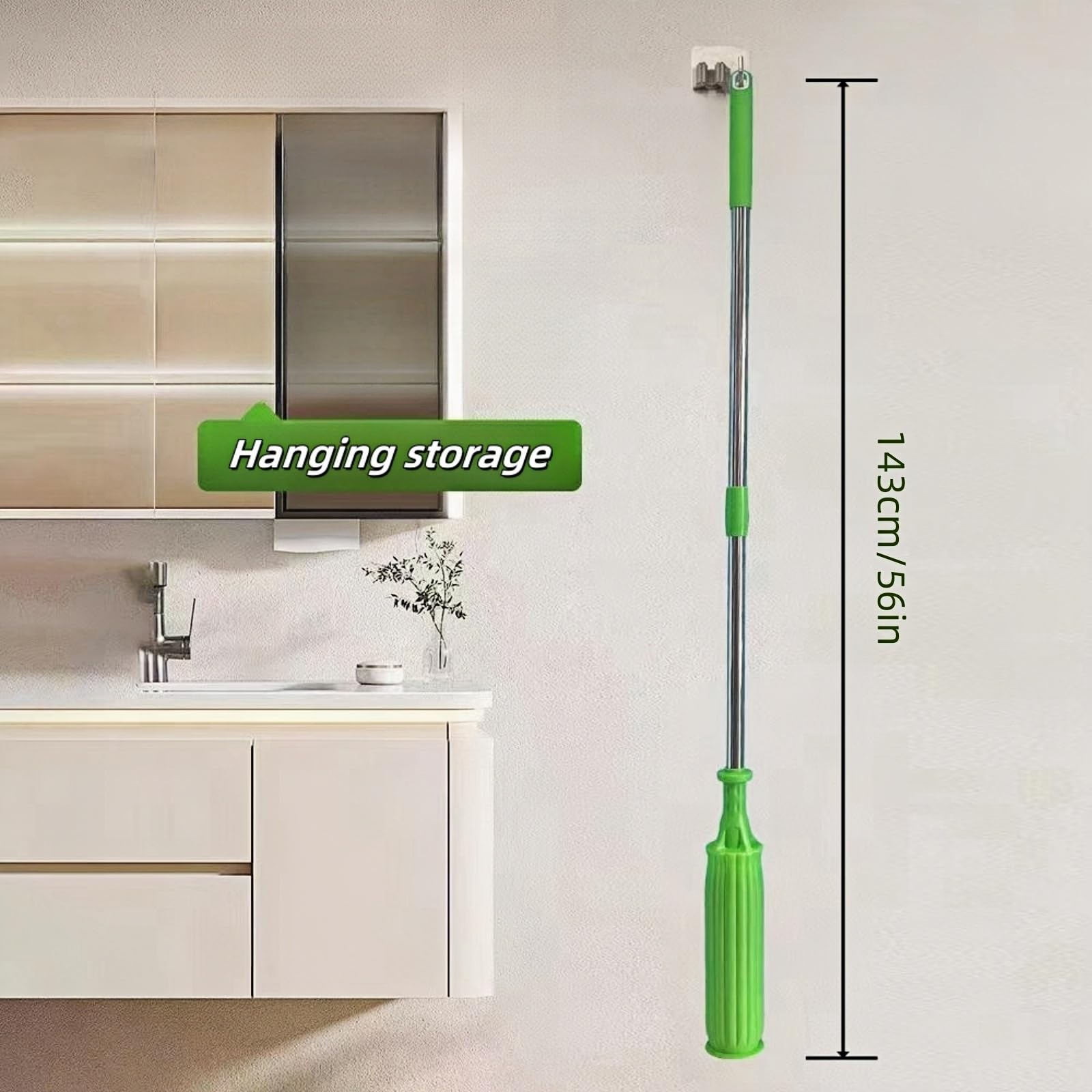 New upgrade 144cm pocket wringing mop.【Efficient cleaning】Made of microfiber material, it can deeply clean stains and dust on the ground, making your home cleaner and tidier.
【Long lasting】The rod of