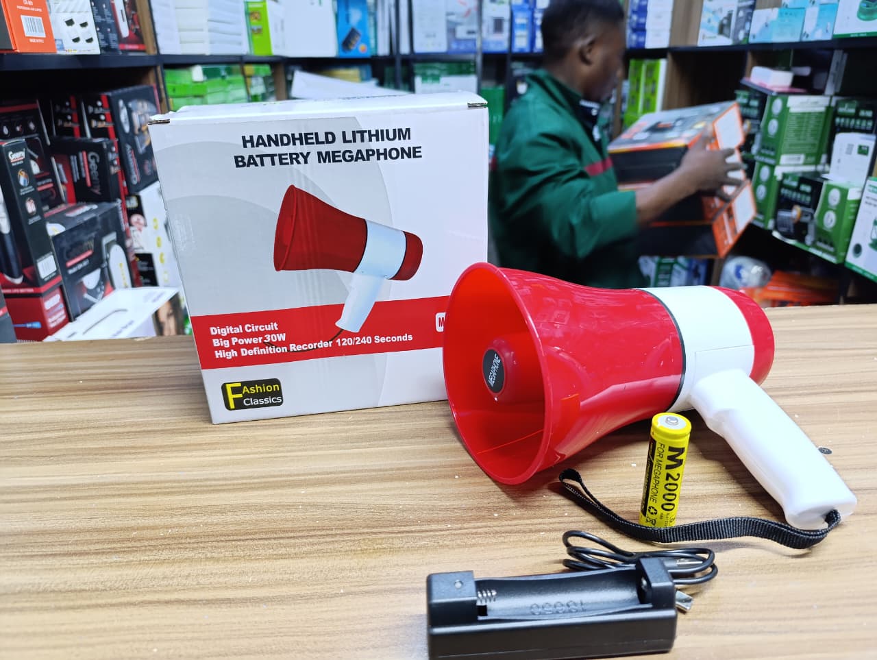 AVAILLABLE🦋Handheld Megaphone with Loud Speaker, Recorder USB Memory Card Input Announcing Talk Record Play Siren Music, Rechargeable Battery Included🥰Public Address System with Siren Power Megaphon