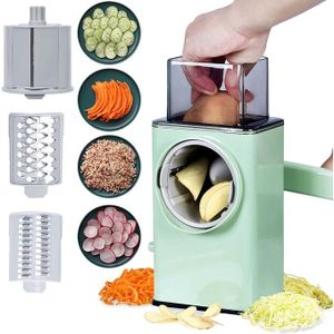 3 In 1 Square Storm Vegetables Cutter, Chopper Slicer 3 Drum Blades.Potato Slicer Upgraded Hand Crank Vegetable Cutter Multifunctional Chopper Veget Graters Shredders Fruit Kitchen Tool with 3 Stainle