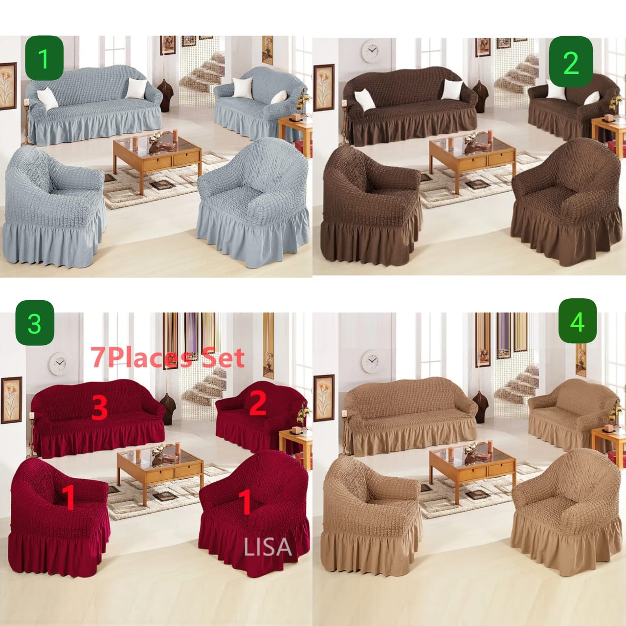 🎀DONT MISS OUT🔥Universal Stretch Turkey Sofa Loose Covers. 1/2/3/5/7 Seaters🔥7 Seater: 3+2+1+1

5 Seater: 3+1+1

3 Seater, 2 Seater, 1 Seater

Protects against spills, stains & wear

Easy to instal