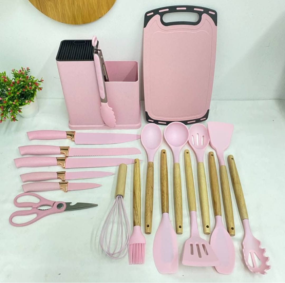 ❗CLEARANCE SALE❗19 Pieces Silicone Spoon Set Non-stick, Wooden Handles,Cooking Spoon Set Heat Resistant,Wooden handles,heat resistant up to 446℉ (230℃)