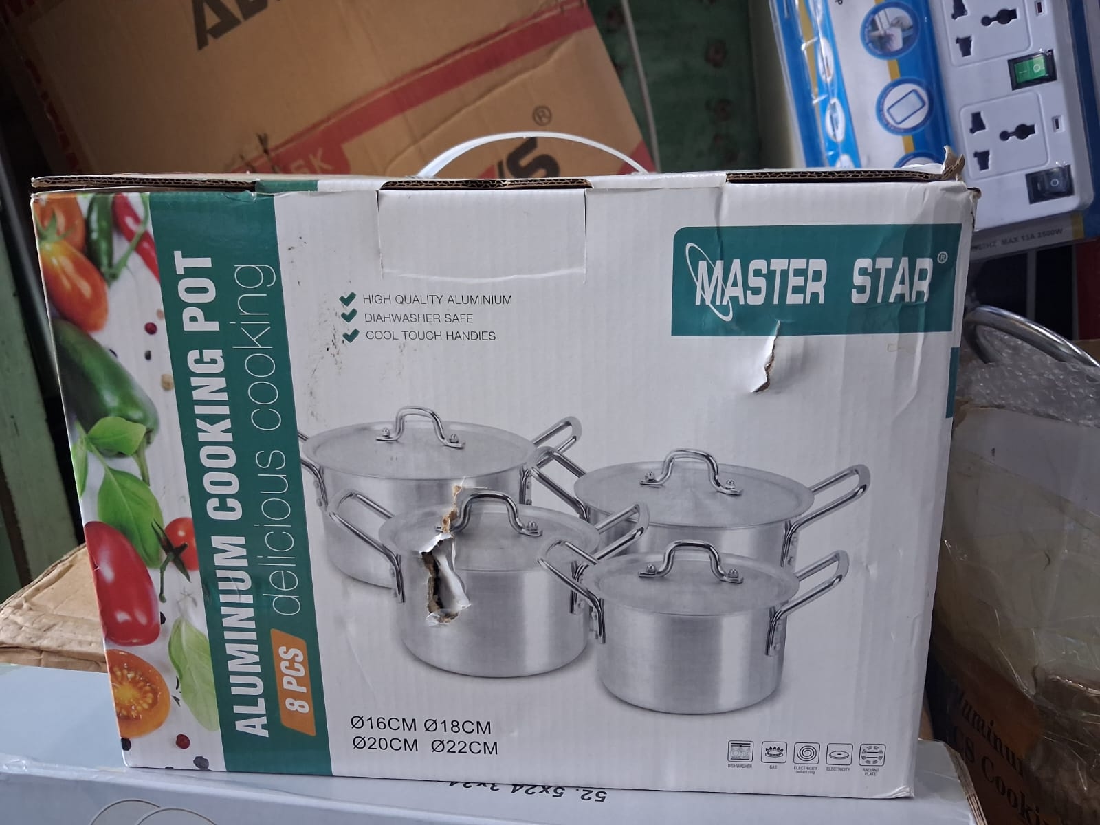 💫ONLY AT KILIMALL💫 8 piece ALUMINIUM COOKING POTS, Durable Lightweight Fast Heat Distribution For Gas And Electric Cookers