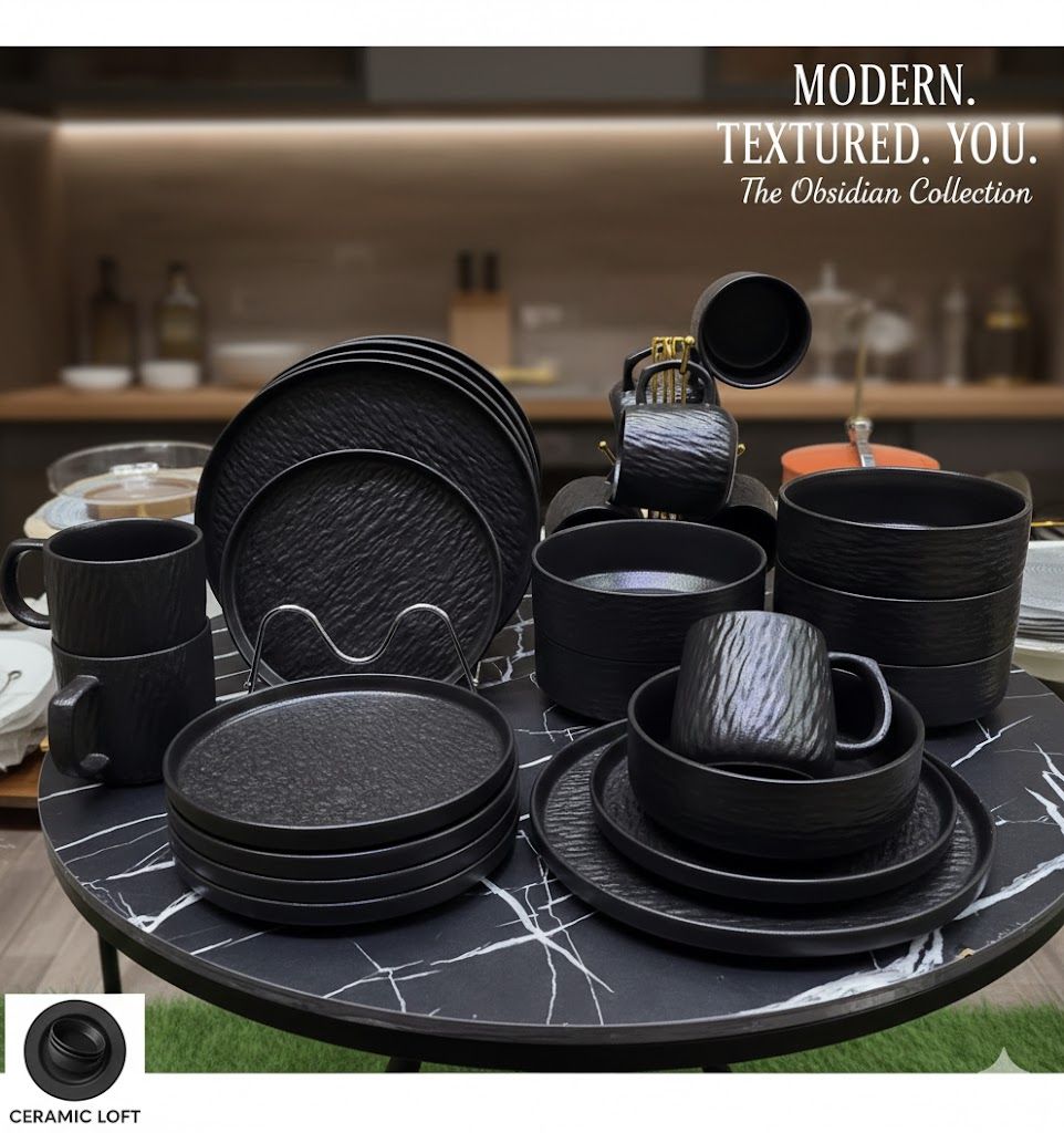 🎀 24pcs Dinnerset Includes: 6 pcs Plates , 6 pcs Side / Saucer Plates ,6 pcs Soup Bowls ,6pcs Mugs; 24-piece complete dinnerware set ; Made from high-quality ceramic