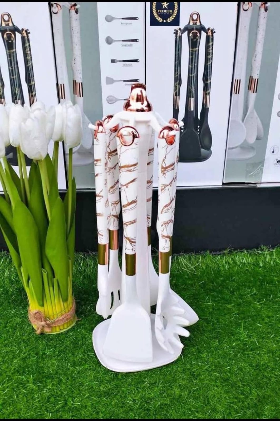 🎀 7 Pieces Set Silicone Serving Spoon Set with Stand and Ergonomic Handles; premium food-grade, BPA-free silicone;non-stick;