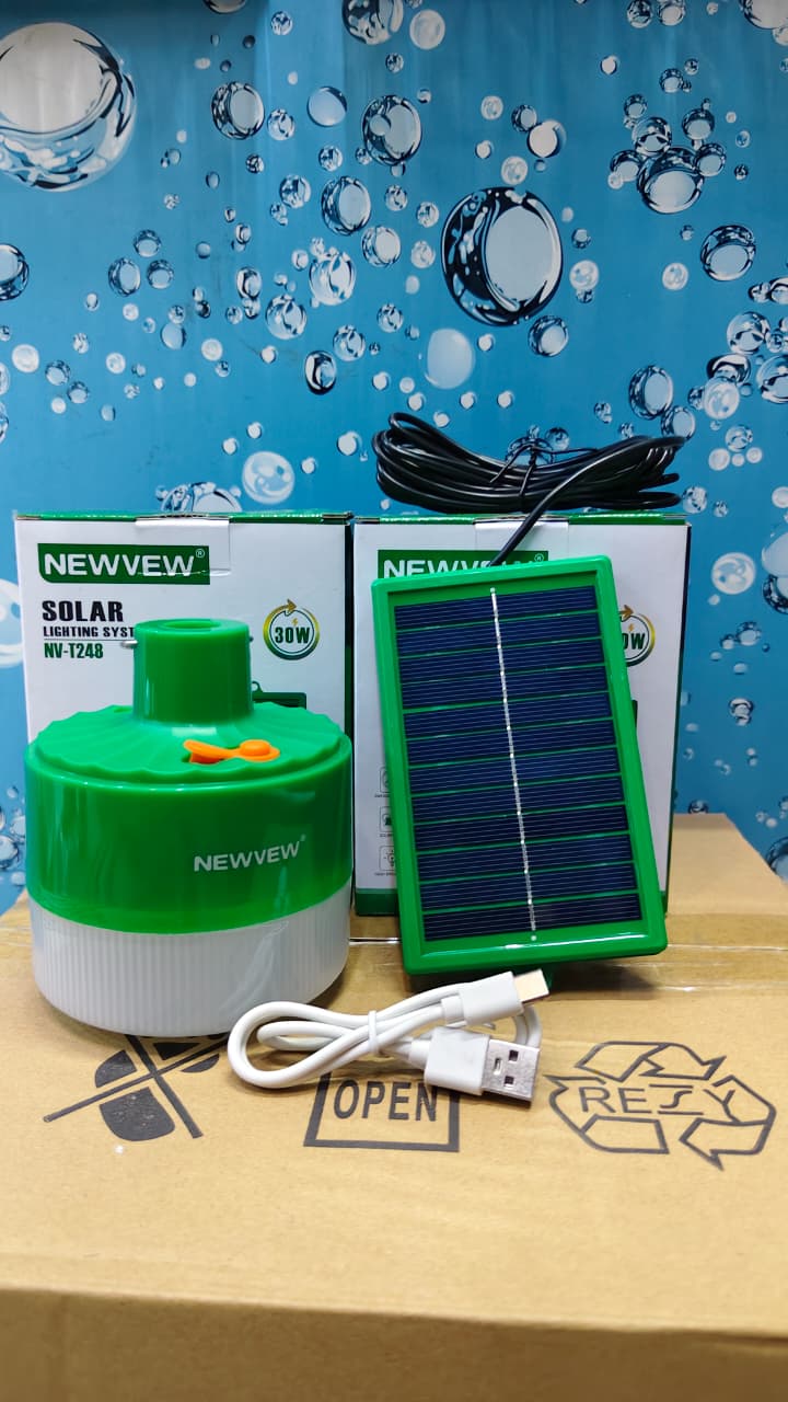 💫30 Watts Solar Rechargeable Lamp;
*Separate Solar Panel.
* Bright.
* Lighting 6-8 hours.
* Hook.