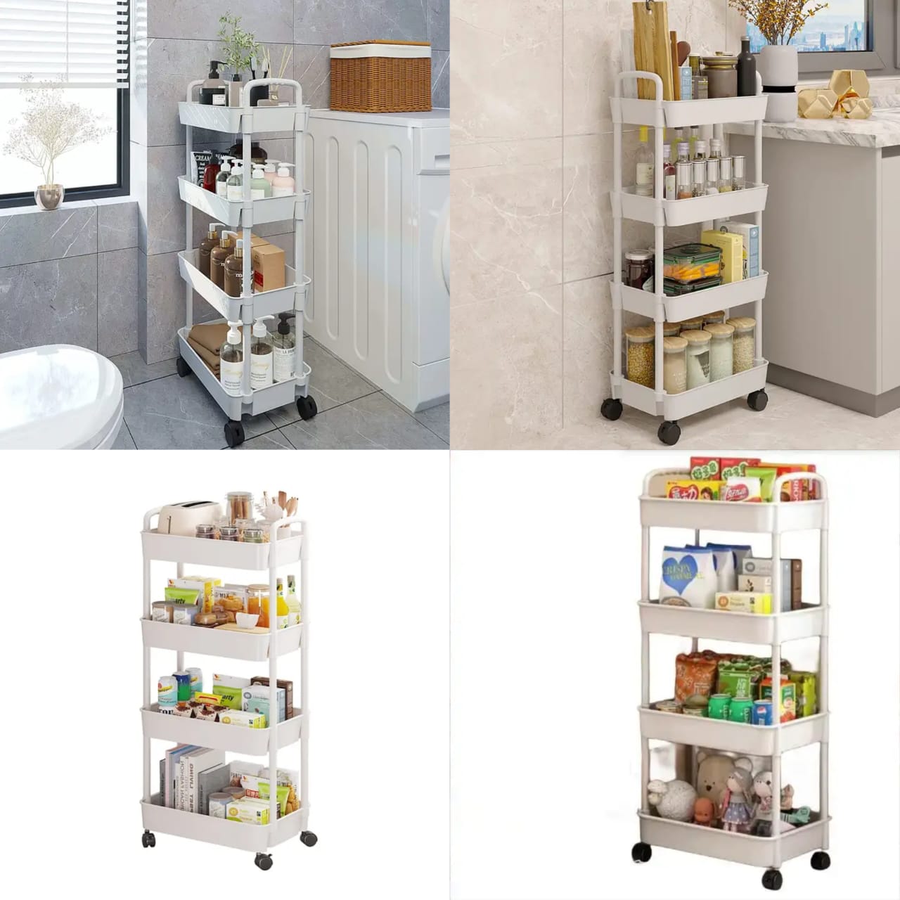 RESTOCKED‼️ 4 TIER Multifunctional Organiser RACK hard plastic,4-tier design,Versatile use – kitchen, bathroom, bedroom, or office - Cream color