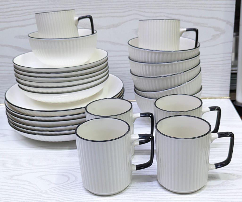 🔥✔️💐IRRESTIBLE SAVINGS 🤑SHOP NOW ON OFFEr🍒🥰CONCISE Ceramic Dinner set 24Pcs.A set of 24pcs consisting of 6 cups ,6 salad plates,6 bowls,6 dinner plates Ideal for both home and commercial use Eleg