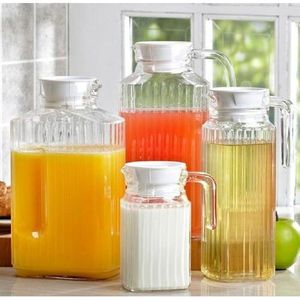 🤑🤑IRRESTIBLE SAVINGs🤑🤑Luminarc High Quality Juice Water Glass Jugs-Lids.Classic water shape is crafted with fire-polished rim. Machine-made using the latest technology to resemble the quality of h