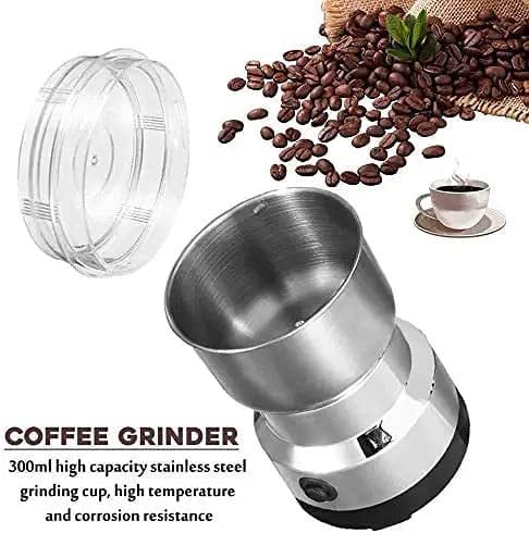 Nima Electric Grinder for Coffee and Dry Spices, 150-Watts Stainless Steel