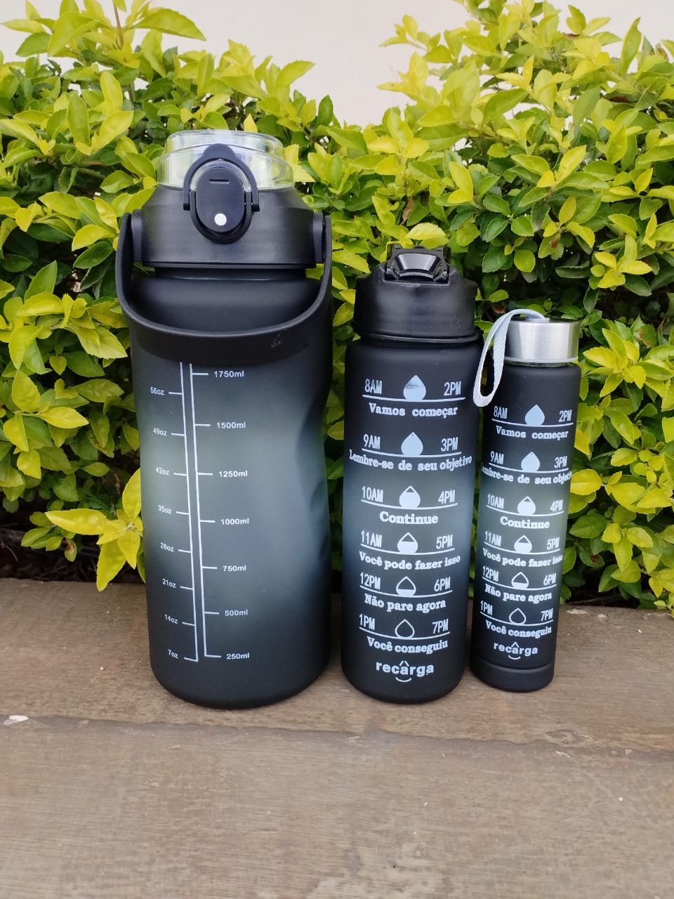 3-in-1 Set Water Bottle Motivational Sports Leakproof Bottle  capacity:3000ml,1600ml,900ml,500ml