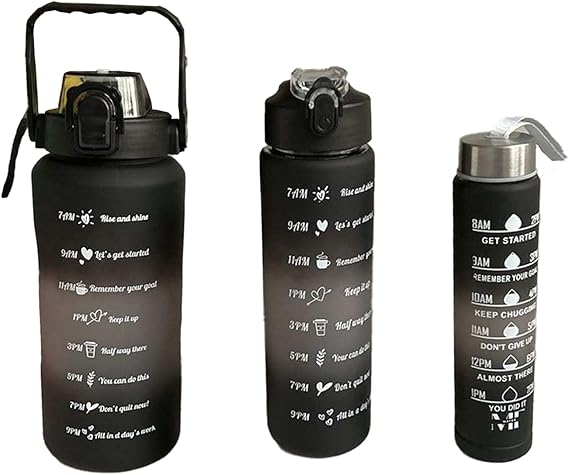 3-in-1 Set Water Bottle Motivational Sports Leakproof Bottle  capacity:3000ml,1600ml,900ml,500ml