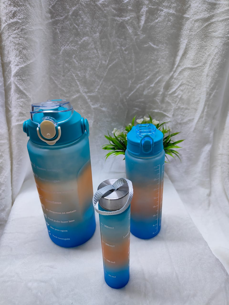 3-in-1 Set Water Bottle Motivational Sports Leakproof Bottle  capacity:3000ml,1600ml,900ml,500ml