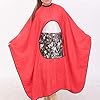 Apron Cutting Capes Haircut Cloth Cover Salon Barber Transparent Viewing Window(Red)