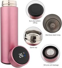 500ml Smart Thermos Water Bottle LED Digital Temperature Display  Stainless Steel Coffee Tea Thermal Mugs Intelligent Insulation Outdoor Car Creative Cups