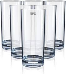 Drinking Glasses Set of 6 Highball Glass Cups Bar Glasses, Uses for Juice, Water, Cocktails, Beverages, and Iced Tea. Dishwasher Safe