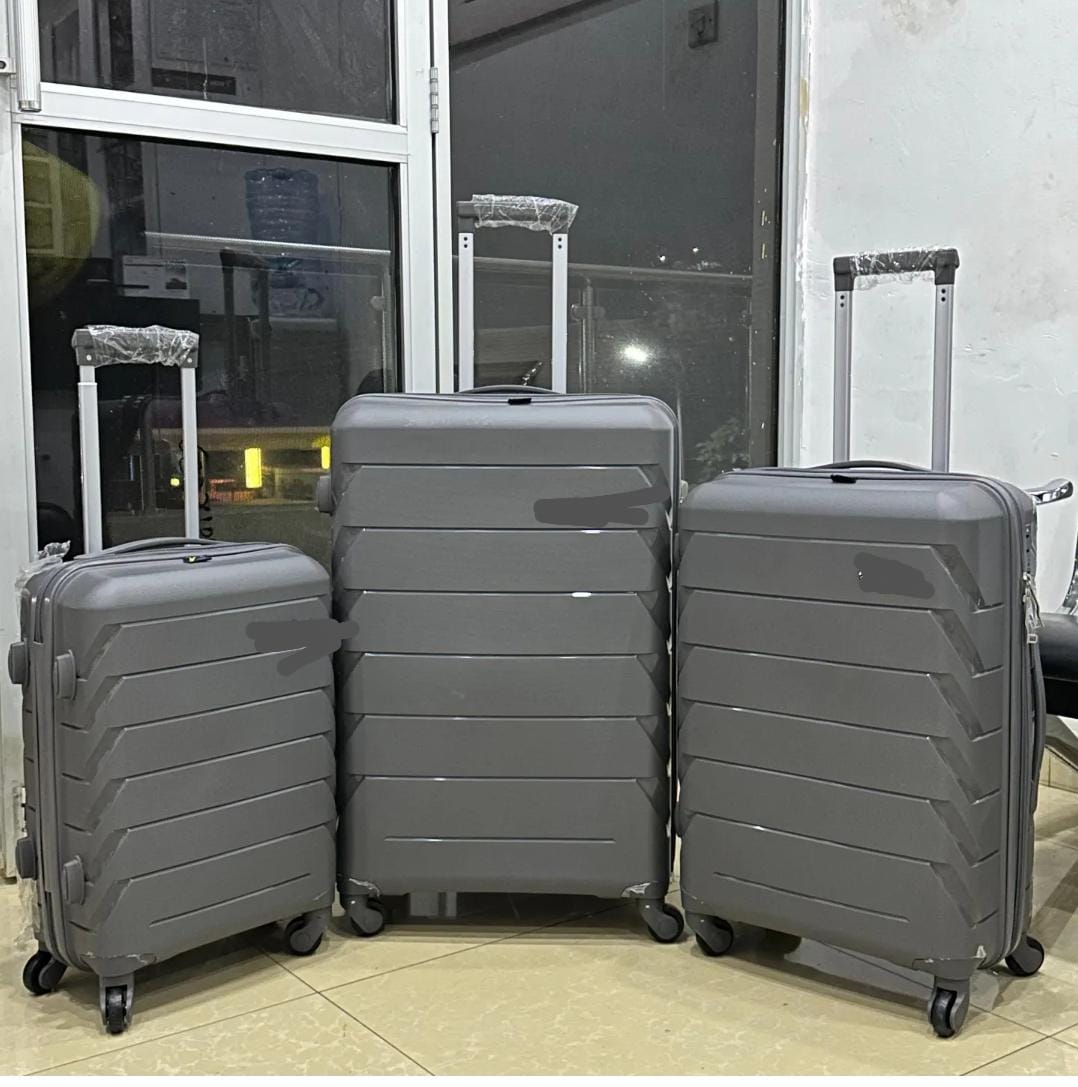 3Pcs Set Super High Quality Unbreakable Fibre Travel Suitcases 4 strong, firm rotative wheels.