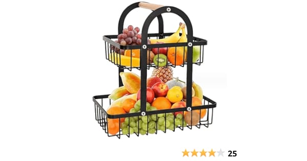 2 Tier Fruit Basket, Detachable Fruit Basket Bowl for Kitchen, Kitchen Storage Counter
