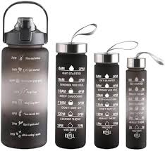 OFFER 4-in-1 Set Water Bottle Motivational Sports Leakproof Bottle  capacity 2000ML,900ML,600ML,300ML