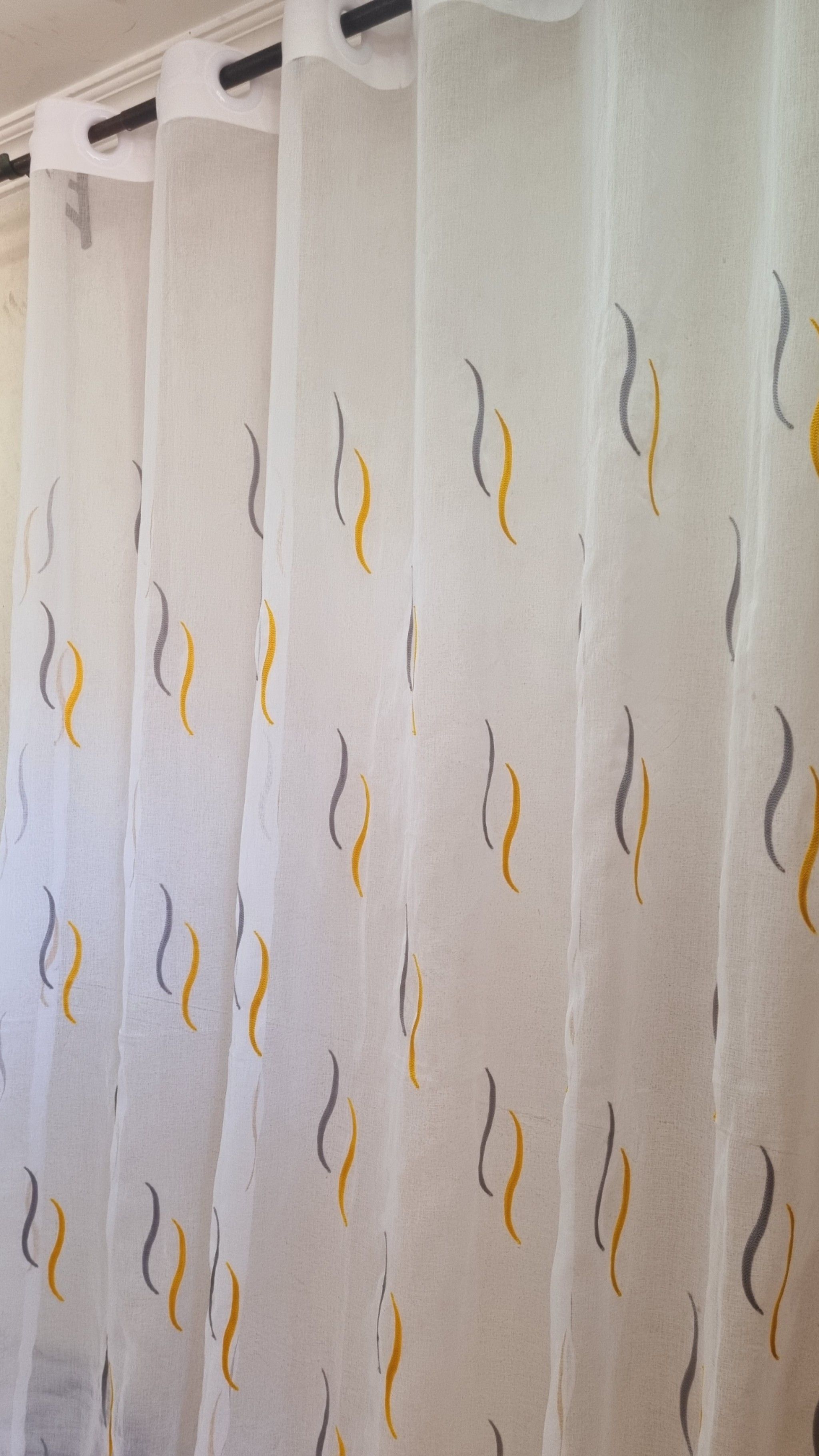 (Limited offer) Heavy quality and modern grey and yellow sheer curtains