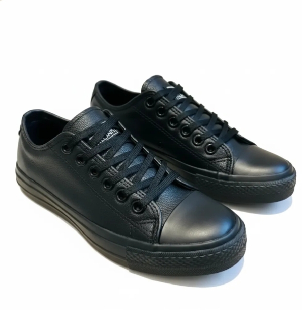 Premium Synthetic Leather Low-Top Canvas Sneakers - Durable Men’s Casual Court Shoes with Reinforced Rubber Toe
