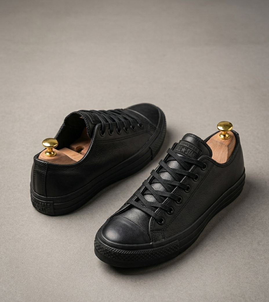 Premium Synthetic Leather Low-Top Canvas Sneakers - Durable Men’s Casual Court Shoes with Reinforced Rubber Toe