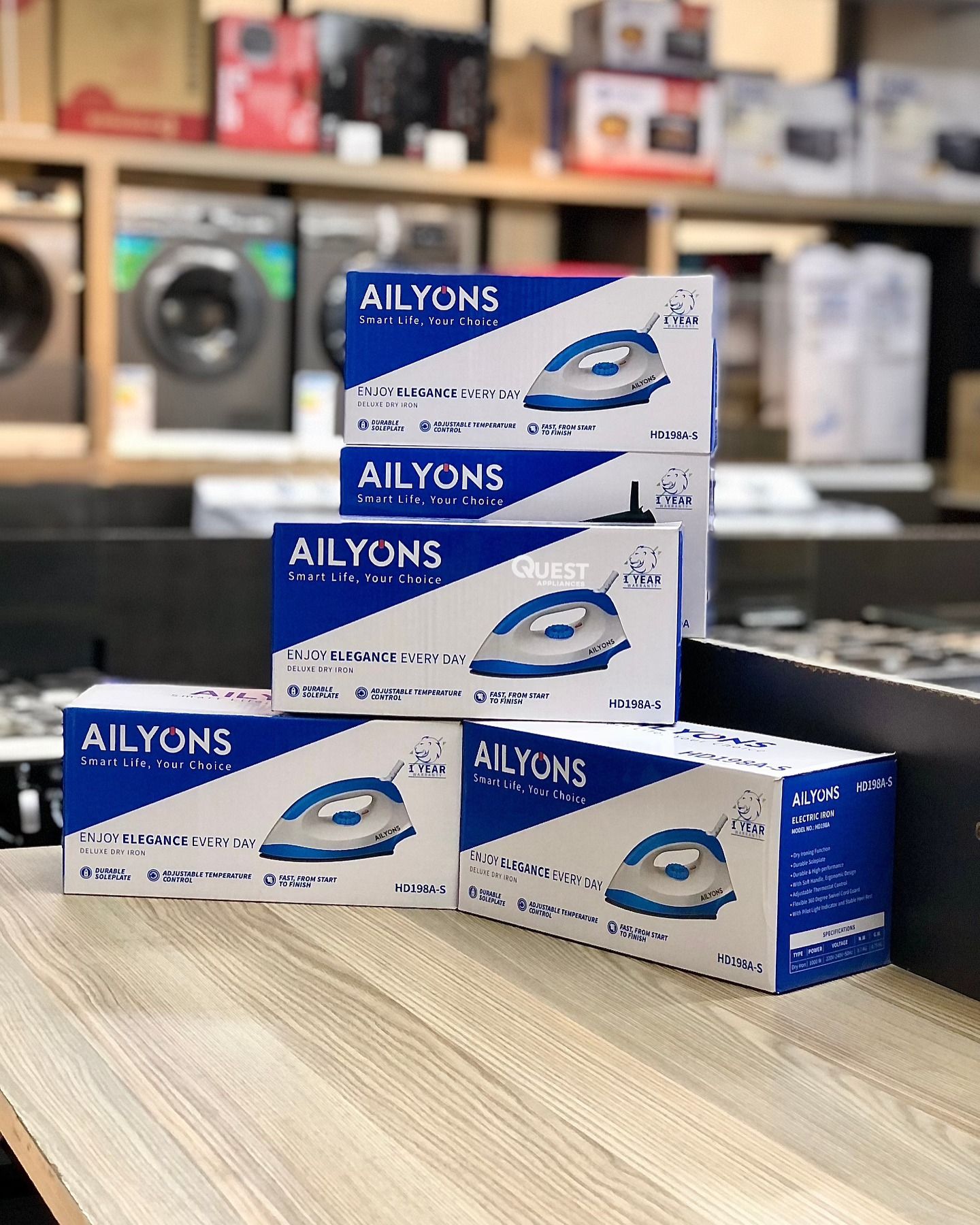 Dry Iron Box - HD198A - White & Blue Steamers Irons