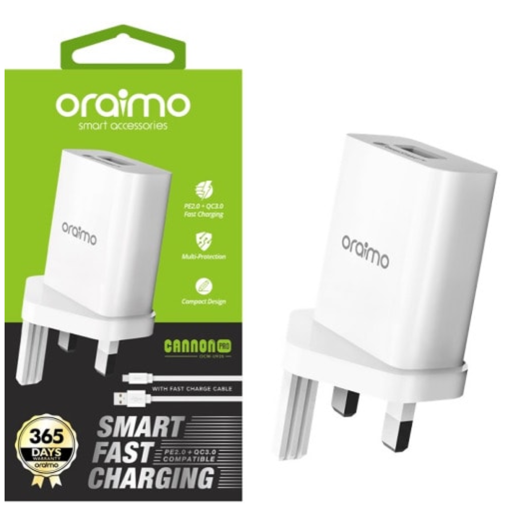 Oraimo Fast Charging Android 2A Charger Smart Phones LG Samsung Tecno Infinix