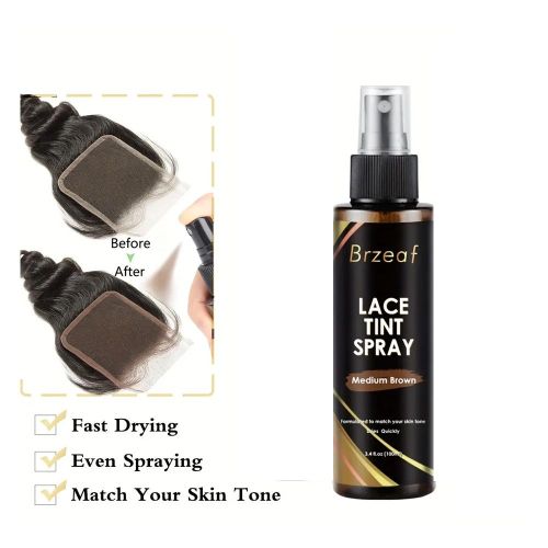 Brzeaf Medium Brown Lace Tint Spray For Wigs - 100ml