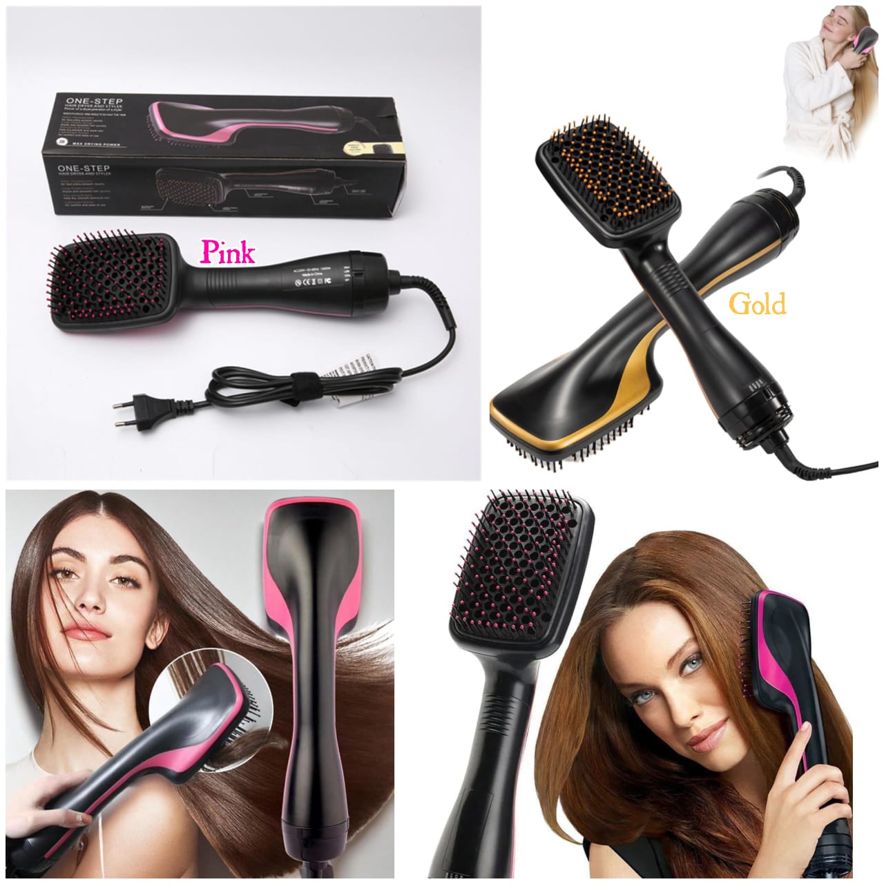 3 In 1 Hair Dryer Brush with Anti-Scald Feature , Electric Hair Blower Brush Hot Air Styling Comb Travel Blow Dryer Comb Professional Hairdryer Hairbrush