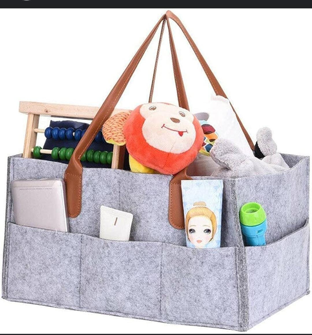 Baby Diaper Caddy Organizer: Large Organizer Tote Bag for Boys Girls Infant - Baby Shower Gift Bag Nursery Essential - Collapsible Newborn Caddie Car Travel, Baby Registry Must Haves (Leather)
