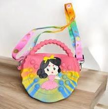 Pop Purse It, Pop Bag for Girls Crossbody, Large Shoulder Handbag, Messenger Bag with Strap Minnie, Gifts for Kids (Rainbow 1pc)