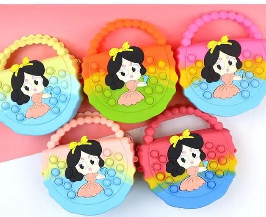 Pop Purse It, Pop Bag for Girls Crossbody, Large Shoulder Handbag, Messenger Bag with Strap Minnie, Gifts for Kids (Rainbow 1pc)