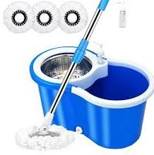 Effortless Cleaning, Dry Hands: 360° Spin Mop and Bucket with Microfiber Mop Head, Adjustable Handle, and Hands-Free Spin-Drying Mechanism for a Hygienic and Efficient Cleaning Experience.