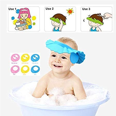 Baby Shower Soft Cap Children Ear Protection Shampoo Caps Wash Hat For Kids Adjustable Protect Head Cover Bathing Accessories