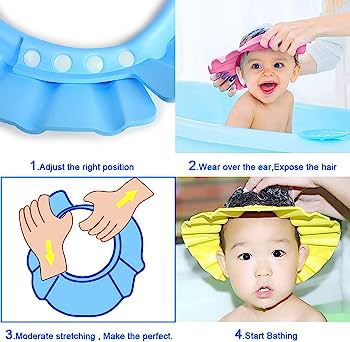 Baby Shower Soft Cap Children Ear Protection Shampoo Caps Wash Hat For Kids Adjustable Protect Head Cover Bathing Accessories