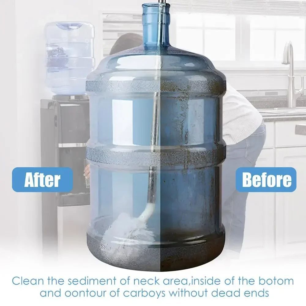 Household Bucket Washing Brush With Stainless Steel Rod Plastic Water Dispenser Water Bucket Cleaning Brush Cleaner Gadgets Home